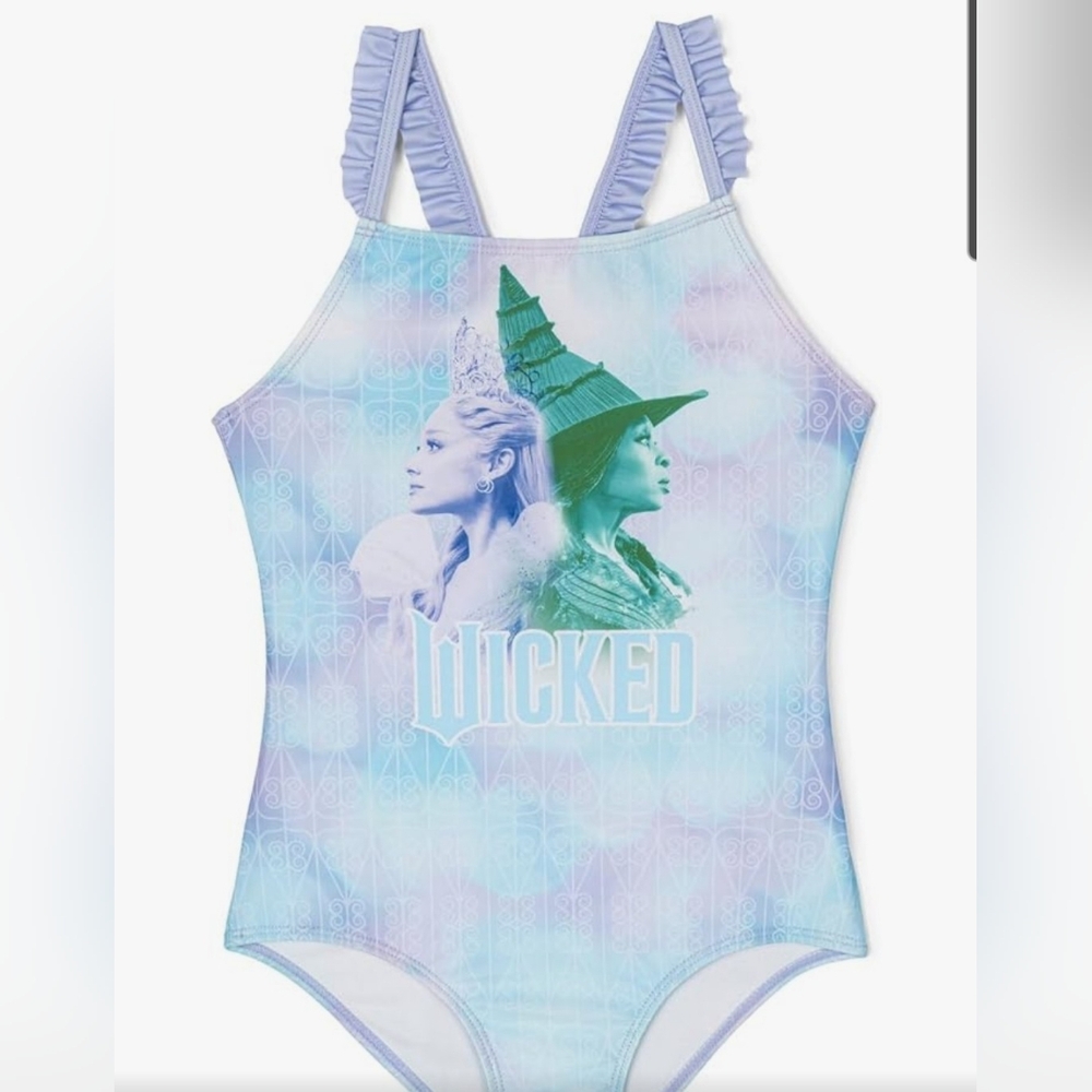 Little Girls Tye Dyed Wicked One Piece - Blue and Purple Swimsuit Size 5